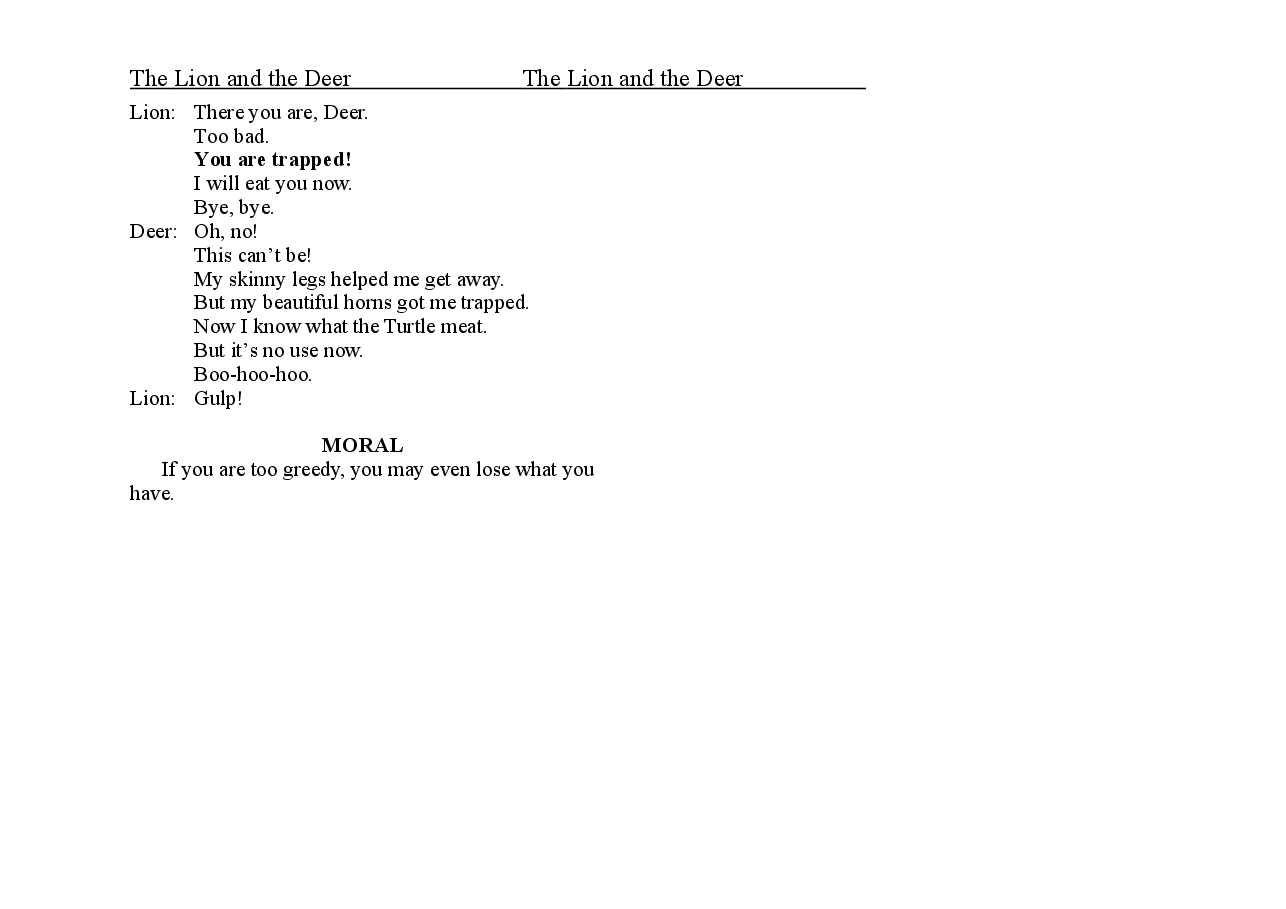 狮子和鹿The Lion and the Deer.doc,第3页预览