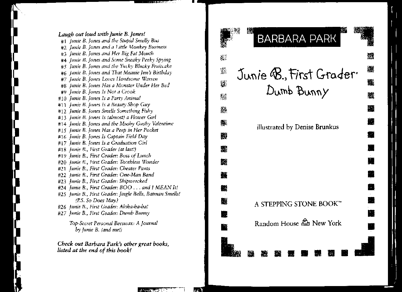 27 Junie B.Jones First Grader Dumb Bunny扫描版.pdf,第1页预览