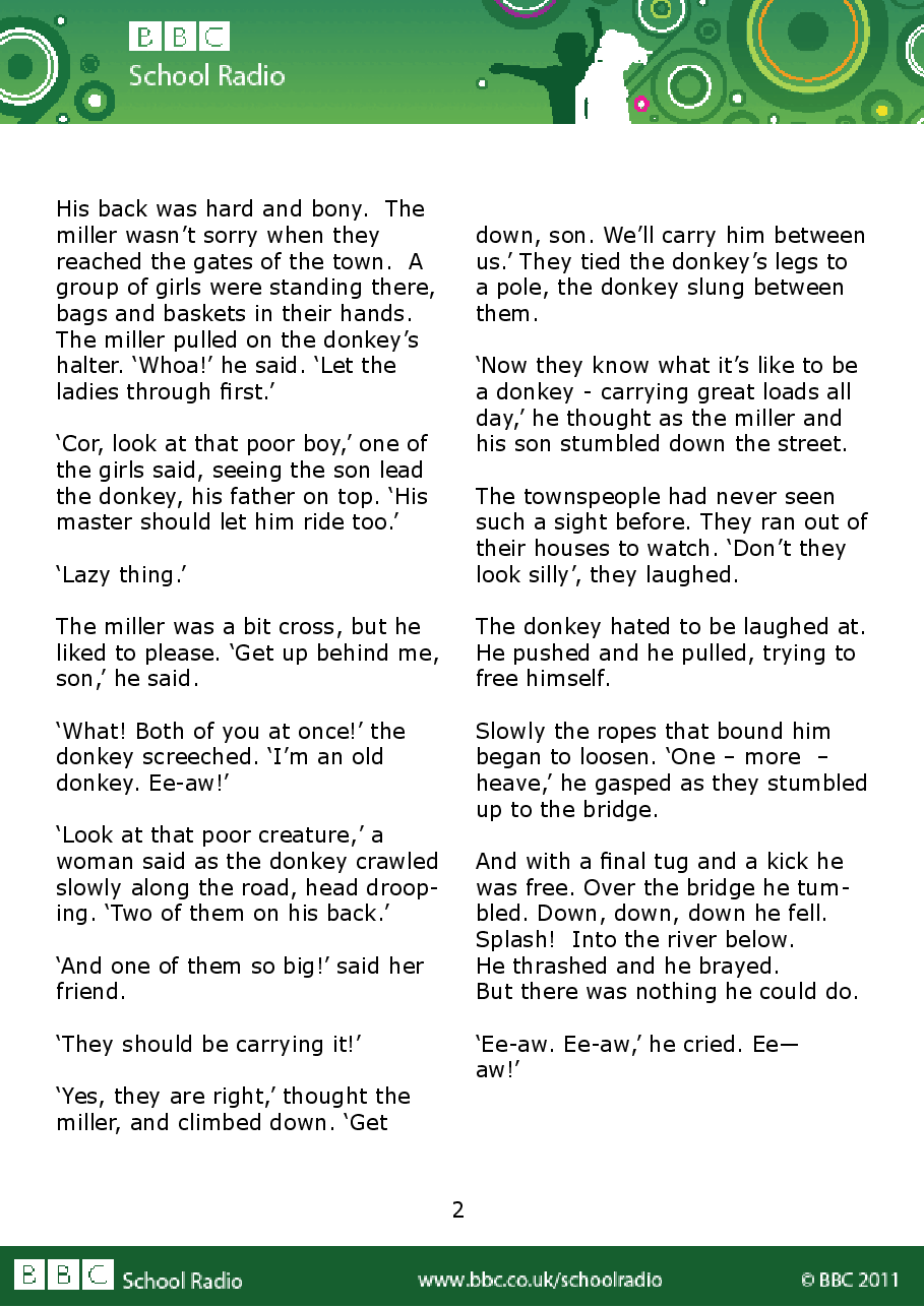 Aesop BBC的伊索寓言40故事10 the_miller_his_son_and_donkey.pdf,第2页预览