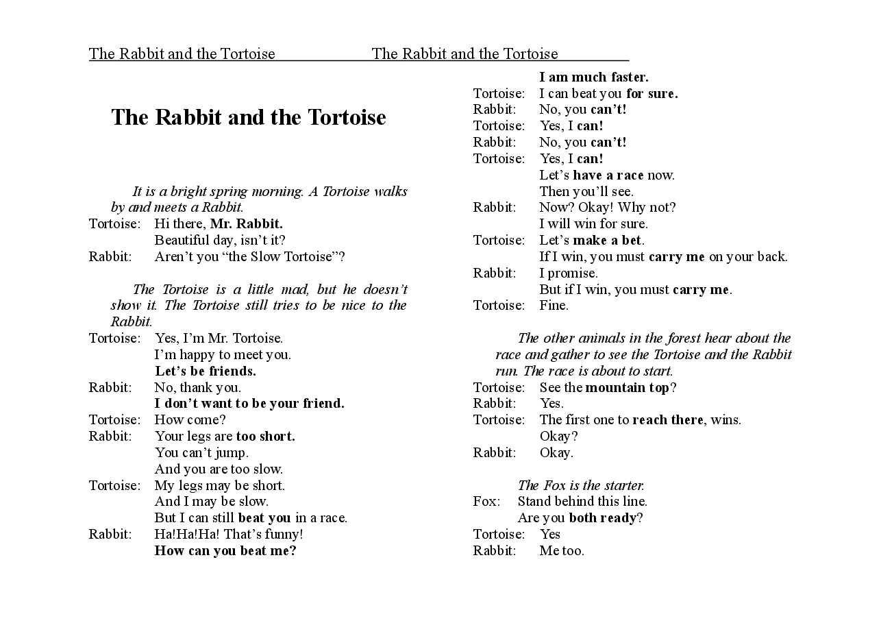 龟兔赛跑The Rabbit and the Tortoise.doc，第1页预览