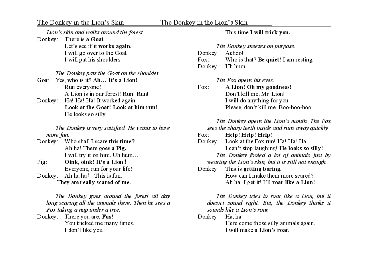 披着狮皮的驴子The Donkey in the Lion’s Skin.doc,第2页预览