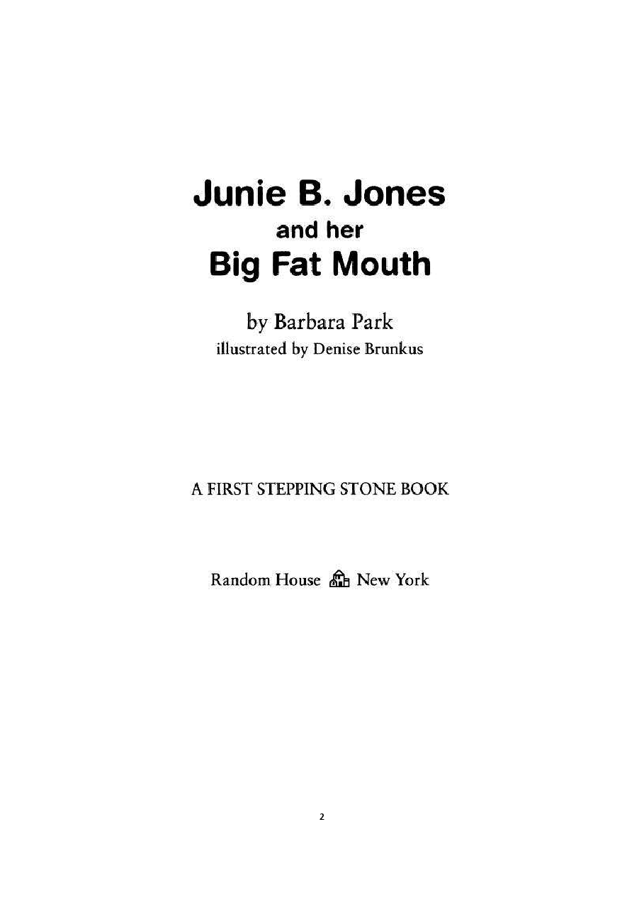03 Junie B. Jones and Her Big Fat Mouth文字版清晰.pdf，第2页预览