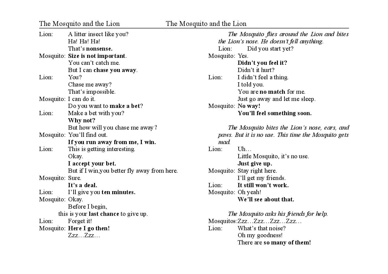 蚊子与狮子The Mosquito and the Lion.doc,第2页预览