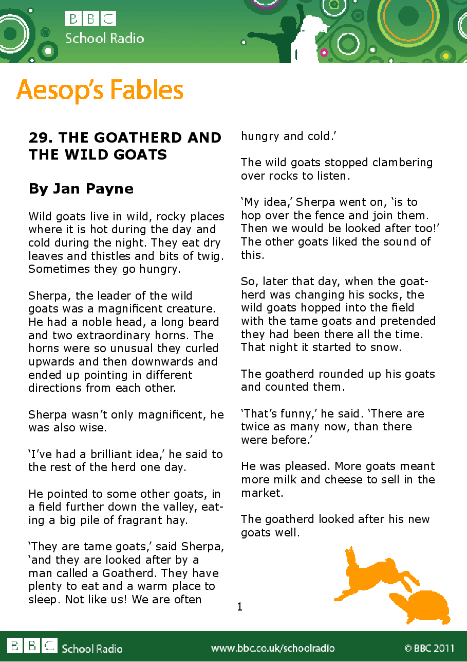 Aesop BBC的伊索寓言40故事29 the_goatherd_and_the_wild_goats.pdf,第1页预览