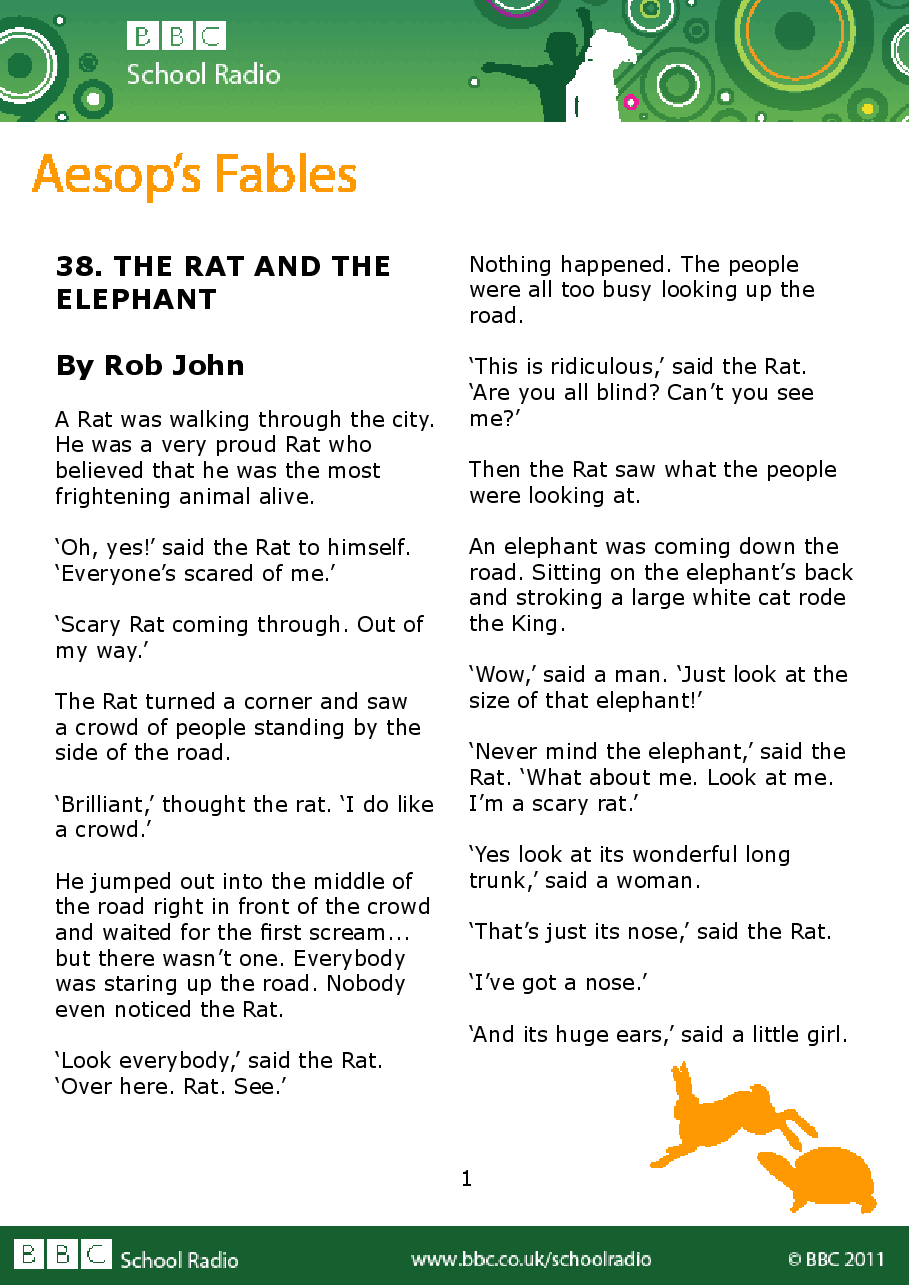 Aesop BBC的伊索寓言40故事38 the_rat_and_the_elephant.pdf,第1页预览