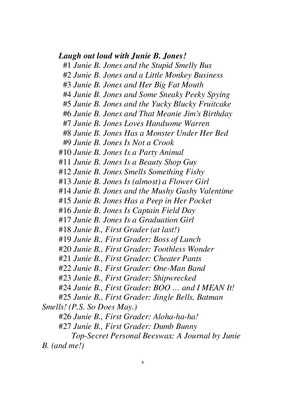 16 Junie B. Jones is Captain Field Day文字版清晰.pdf,第4页预览