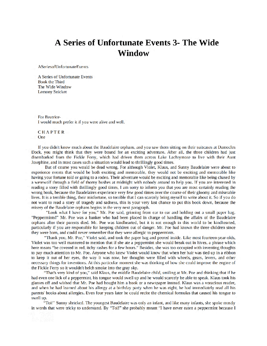 波特莱尔大遇险英文绘本A Series of Unfortunate Events 3- The Wi - Snicket_ Lemony.pdf,第3页预览