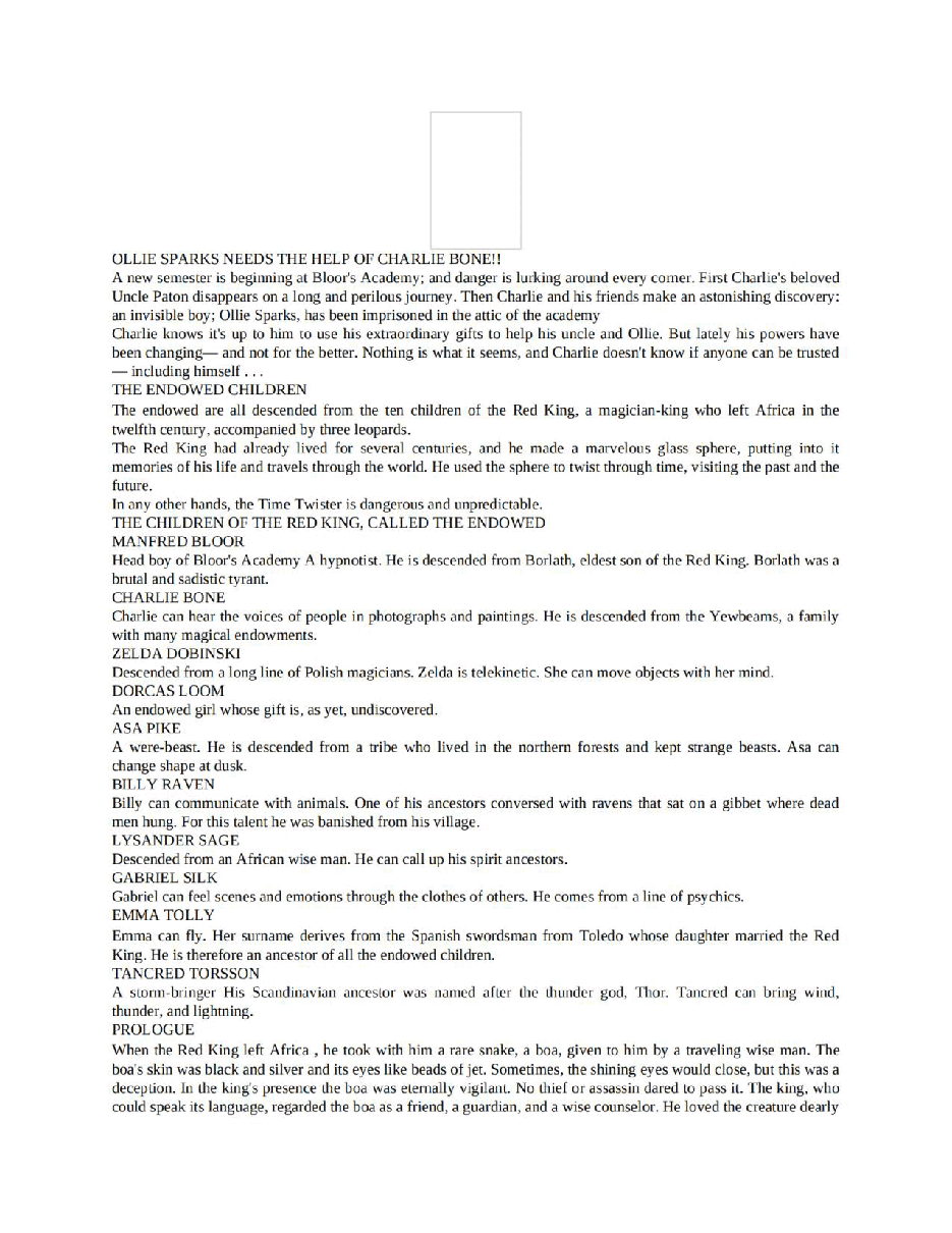 赤王的子民8部魔法记事英文绘本Charlie Bone and the Invisible Boy (Children of the Red King Book 03) - Jenny Nimmo.pdf,第2页预览