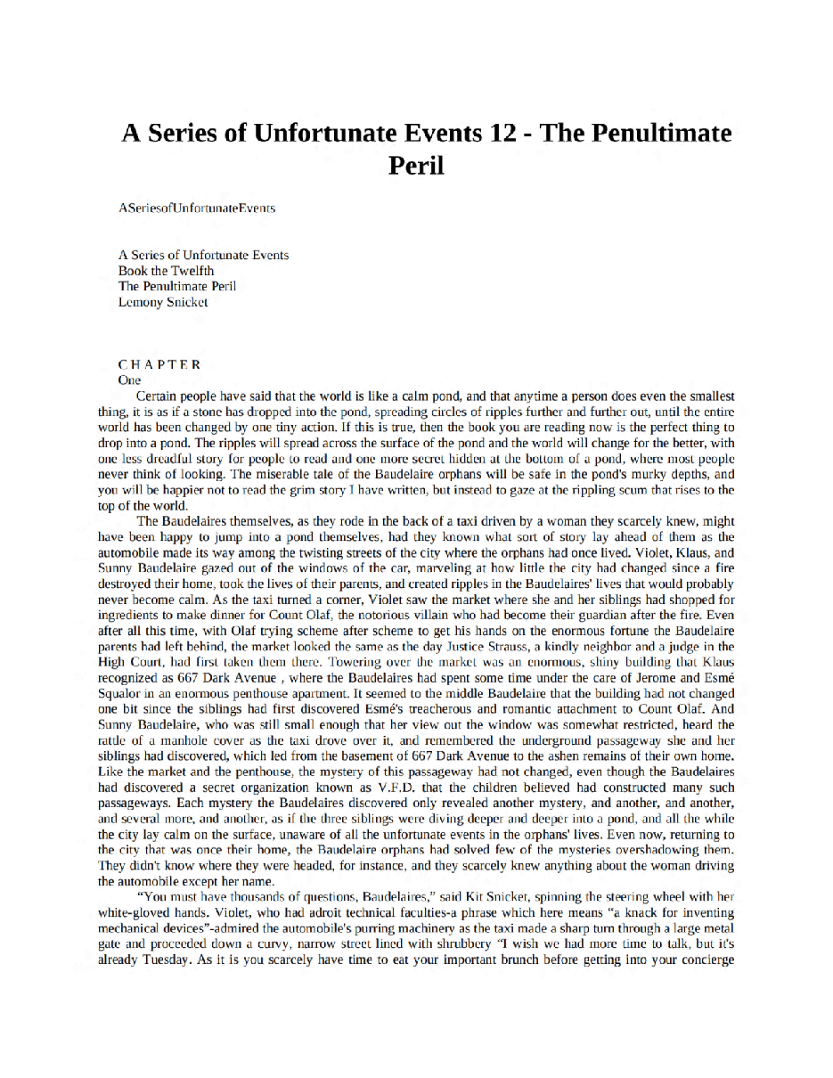 波特莱尔大遇险英文绘本A Series of Unfortunate Events 12 - The - Snicket_ Lemony.pdf,第3页预览