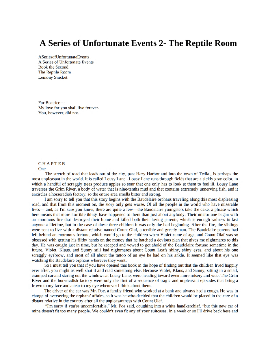波特莱尔大遇险英文绘本A Series of Unfortunate Events 2- The Re - Snicket_ Lemony.pdf,第3页预览