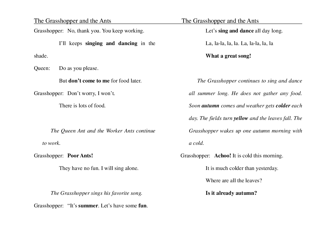 蚱蜢和蚂蚁The Grasshopper and the Ants.pdf，第3页预览