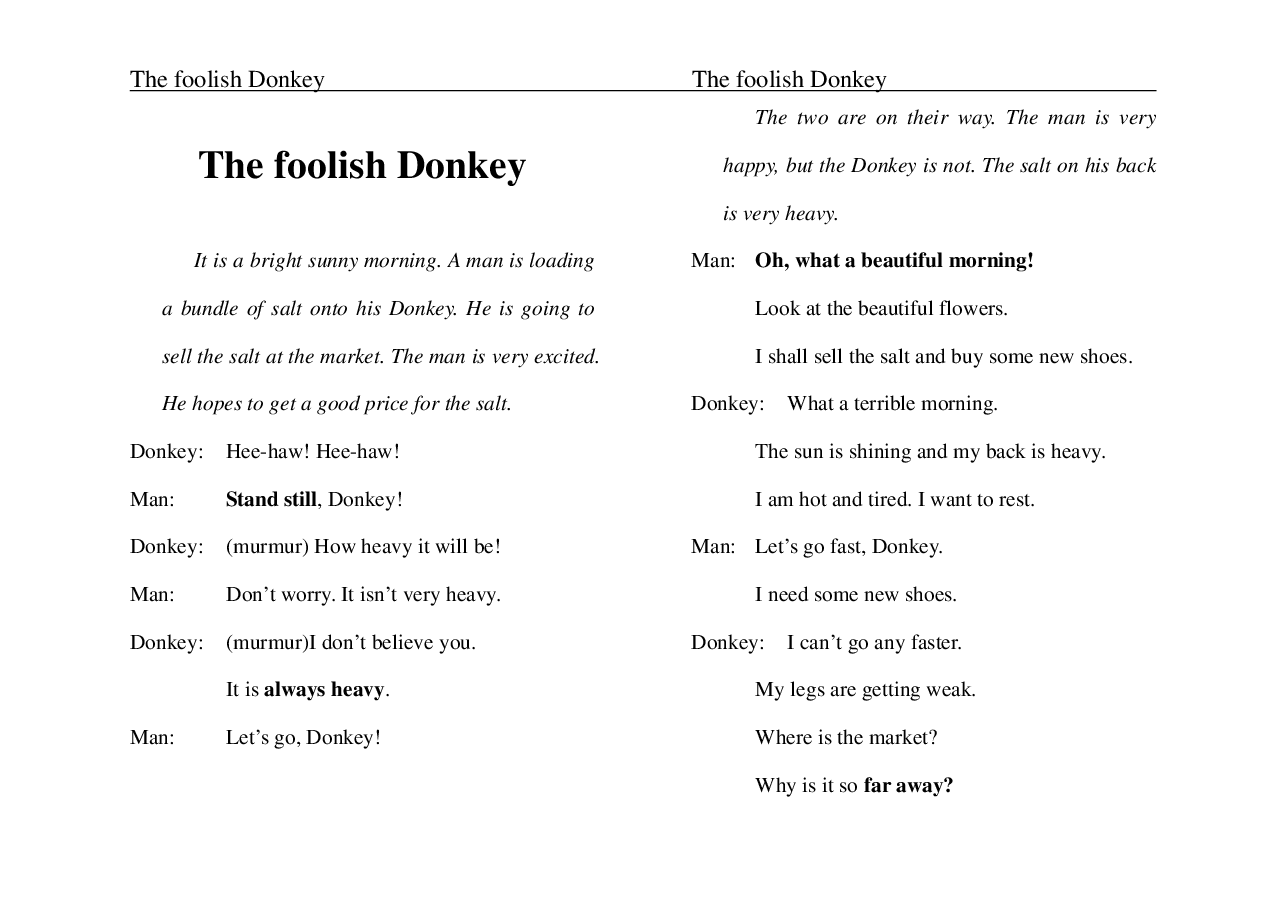 愚蠢的驴子The foolish Donkey.pdf,第1页预览