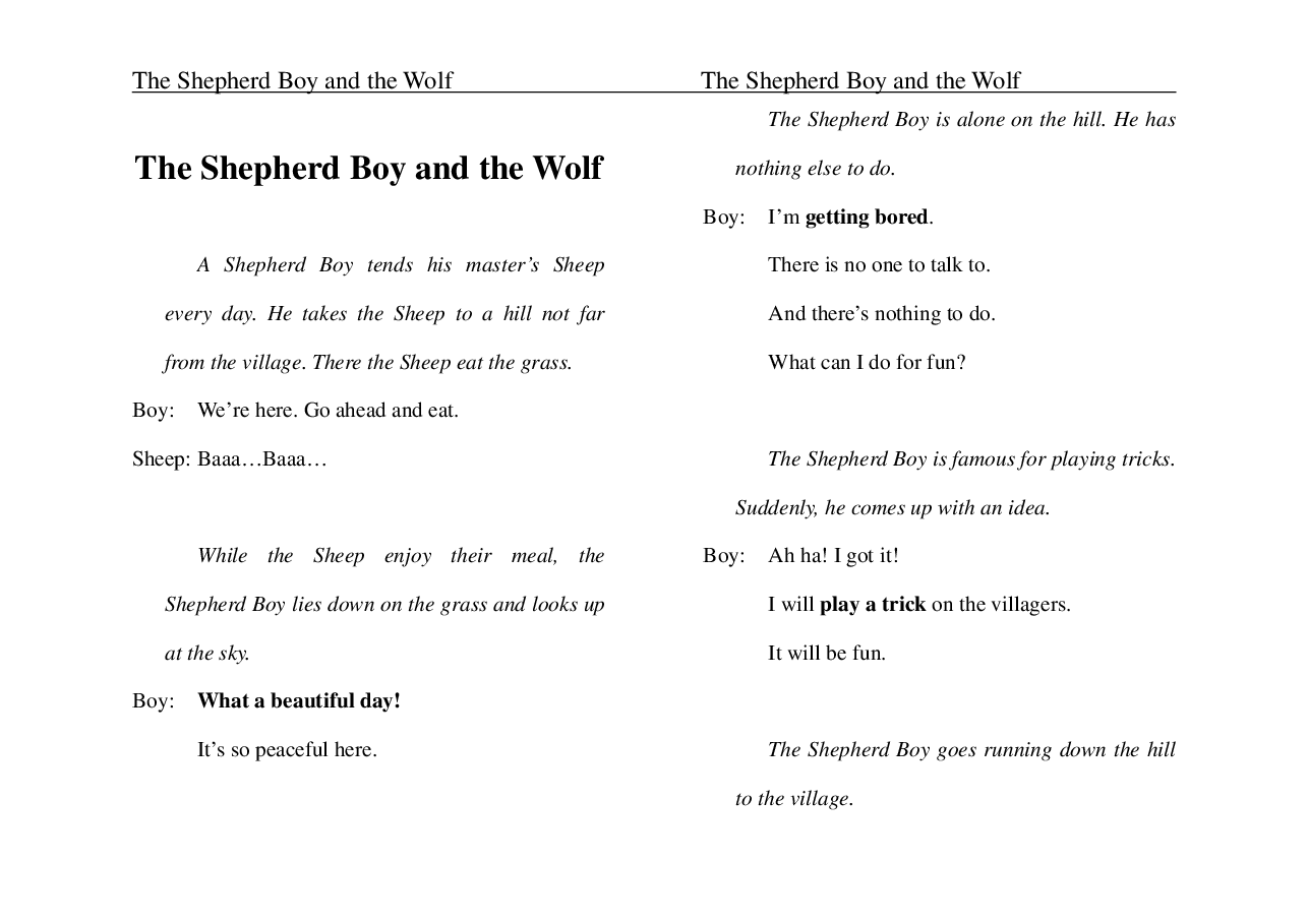 牧童与狼The Shepherd Boy and the Wolf.pdf，第1页预览