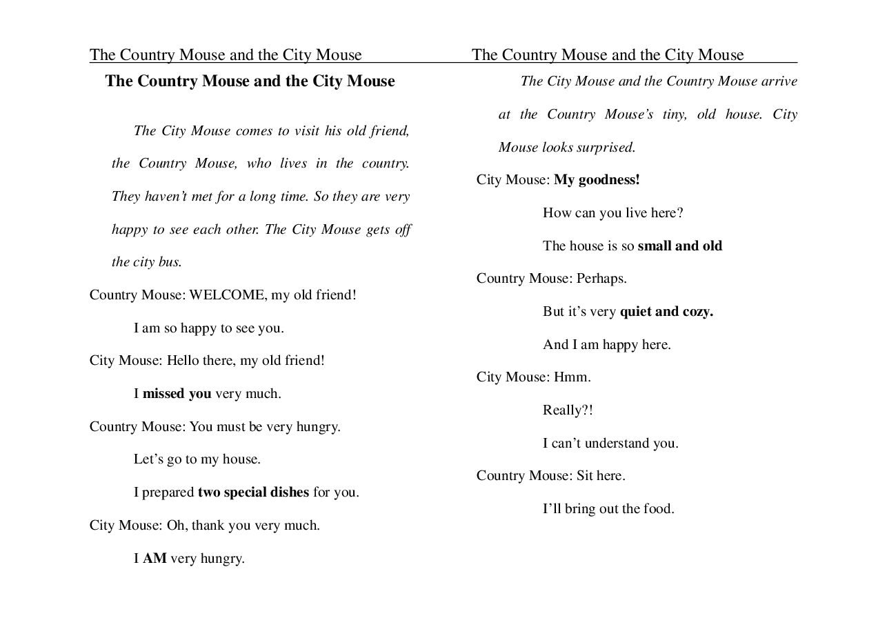 乡下老鼠和城市老鼠The Country Mouse and the City Mouse.pdf,第1页预览