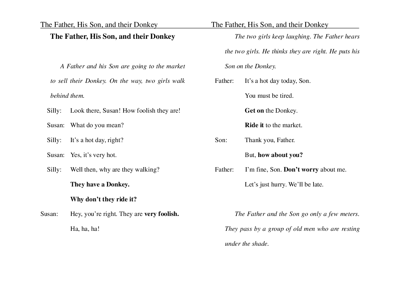 父子和驴子The Father, His Son, and their Donkey.pdf,第1页预览