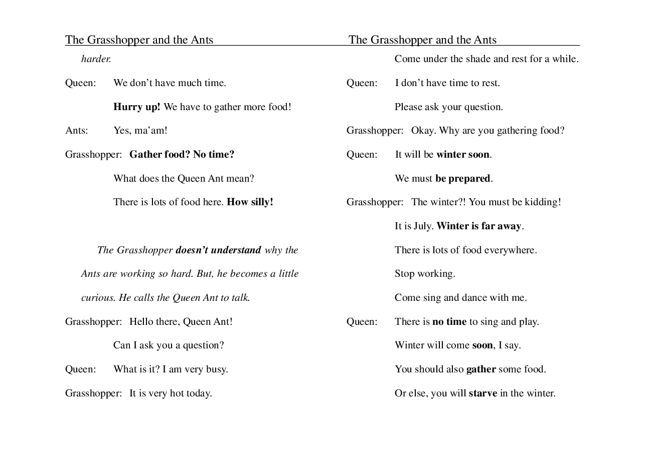 蚱蜢和蚂蚁The Grasshopper and the Ants.pdf，第2页预览