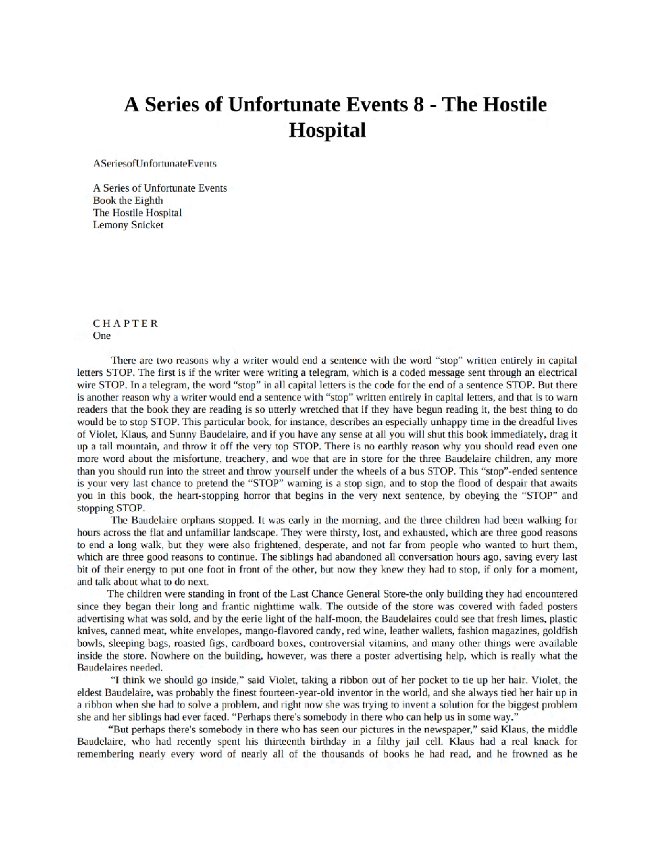 波特莱尔大遇险英文绘本A Series of Unfortunate Events 8 - The H - Snicket_ Lemony.pdf,第3页预览
