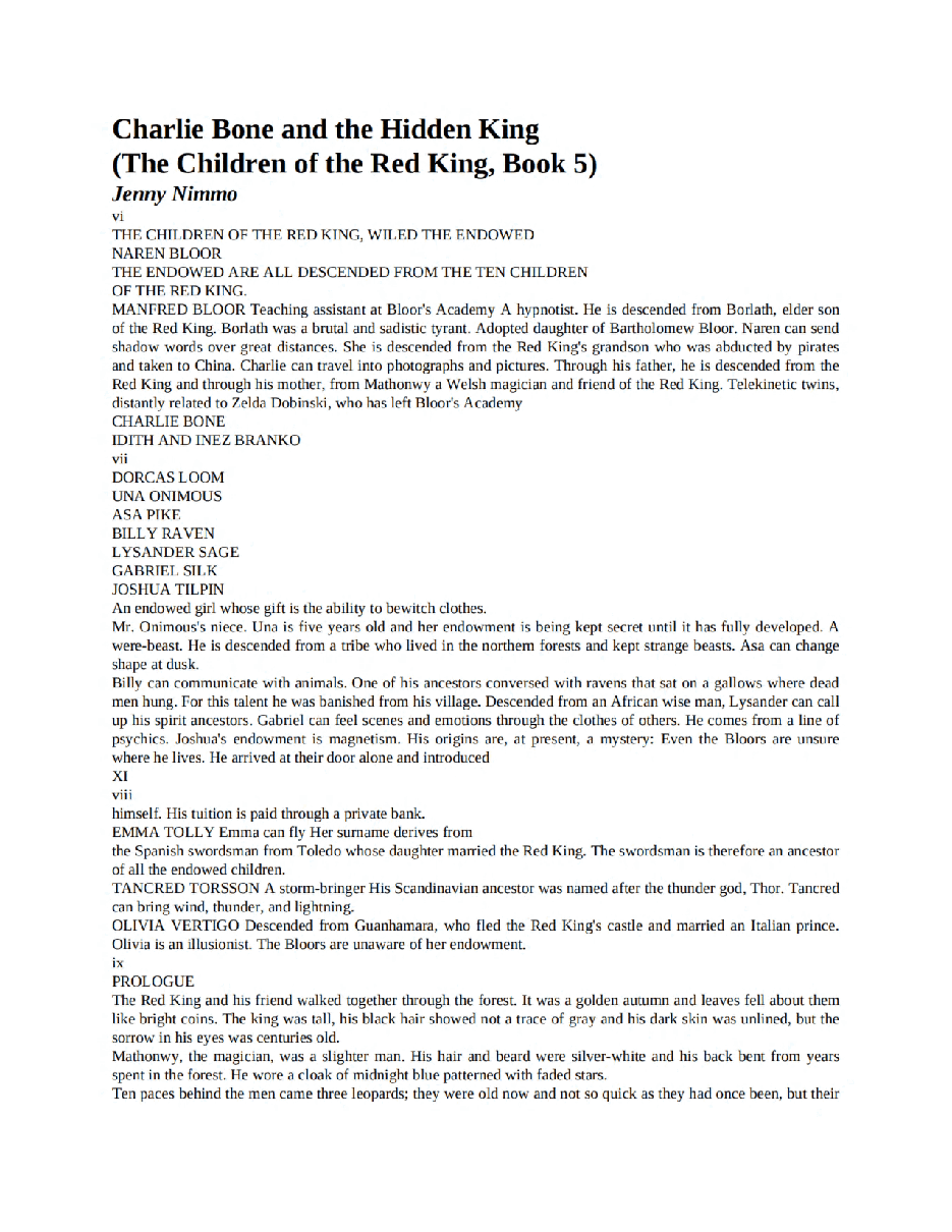 赤王的子民8部魔法记事英文绘本Charlie Bone And The Hidden King (Children of the Red King, Book 05) - Jenny Nimmo.pdf,第2页预览