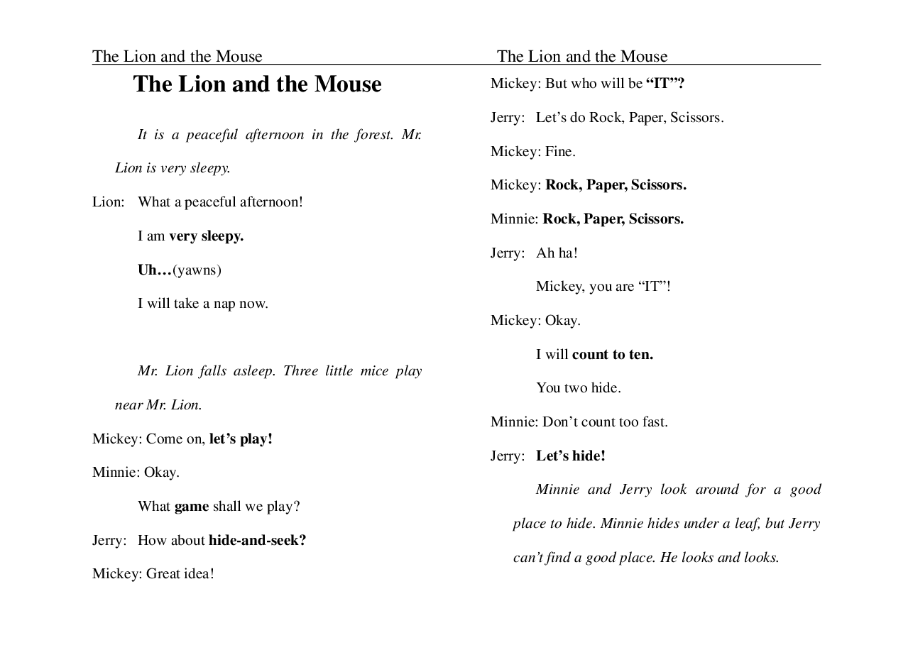 狮子与老鼠The Lion and the Mouse.pdf，第1页预览