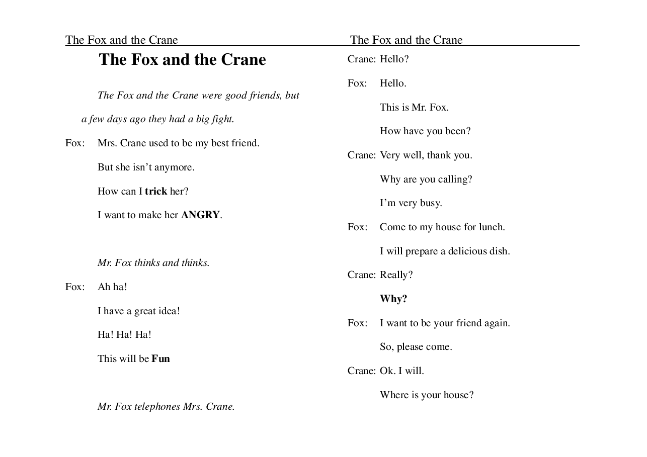 狐狸与鹤The Fox and the Crane.pdf,第1页预览