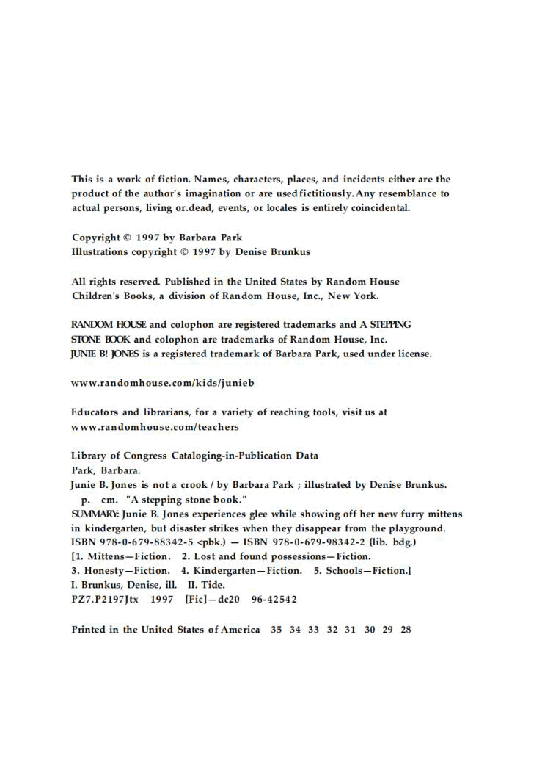 09 Junie B. Jones Is Not a Crook文字版清晰.pdf,第4页预览
