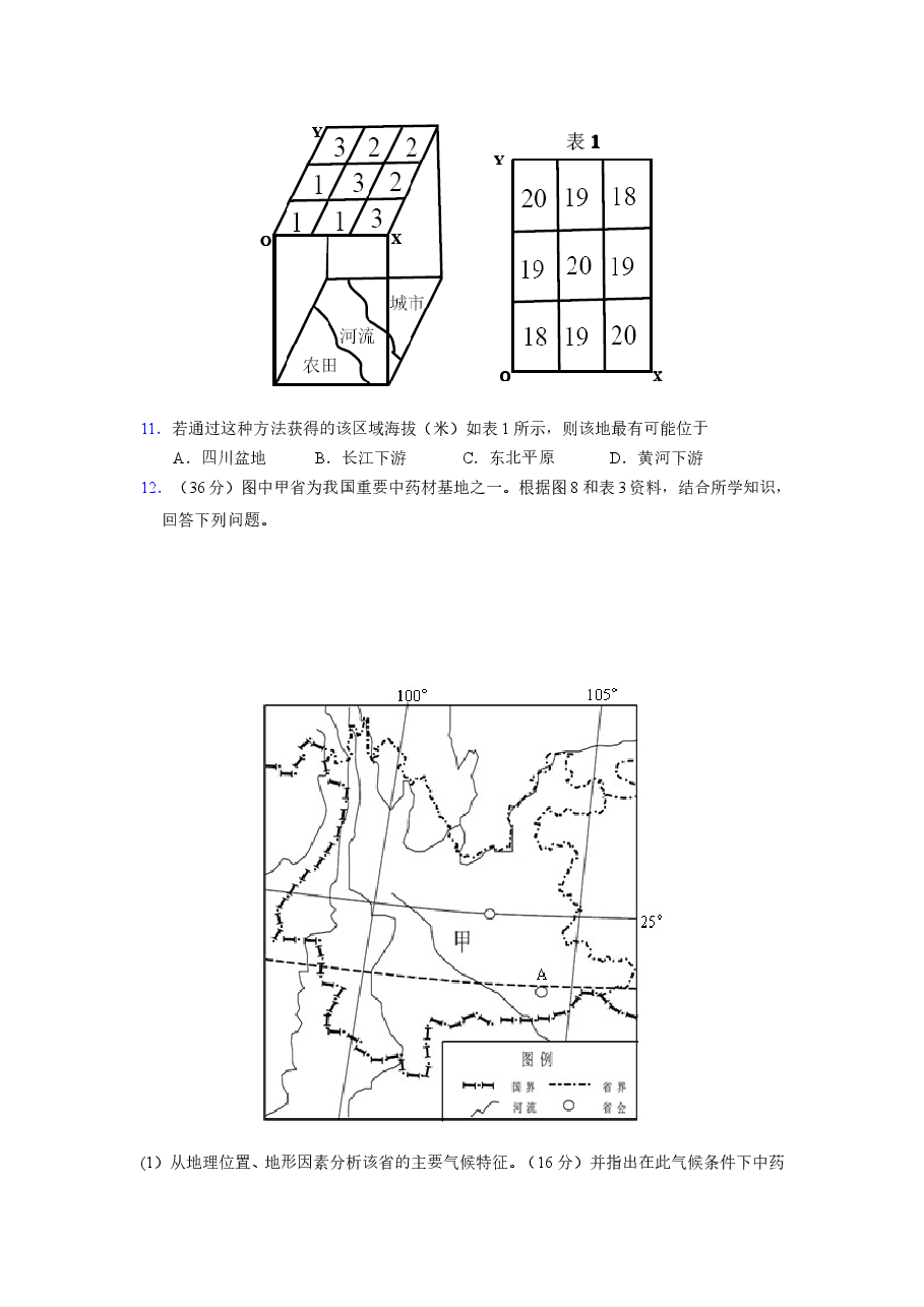 2010年高考文综(重庆市)地理部分及答案.doc,第3页预览