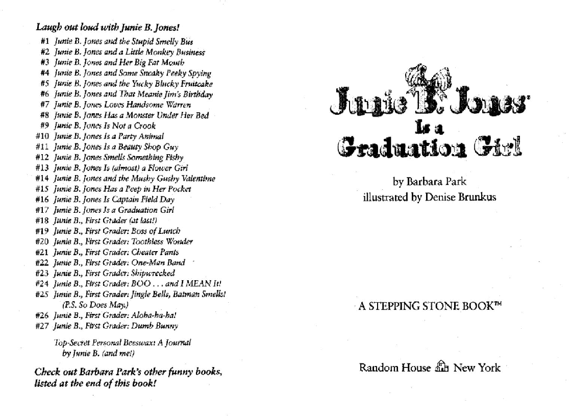 17 Junie B. Jones Is a Graduation Girl扫描版.pdf,第2页预览