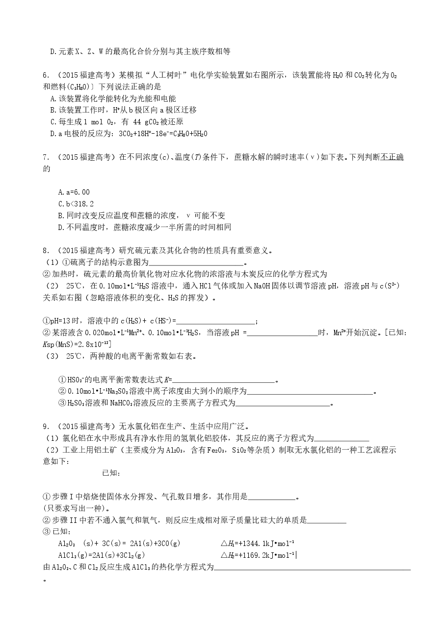 2015年福建高考化学试卷及答案word.doc,第2页预览