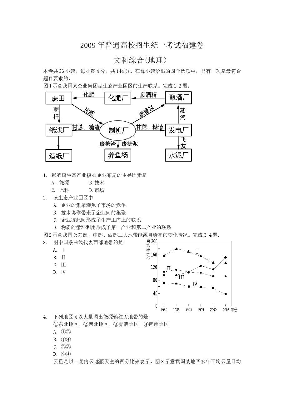 2009年高考福建卷(文综地理部分)(含答案).docx,第1页预览