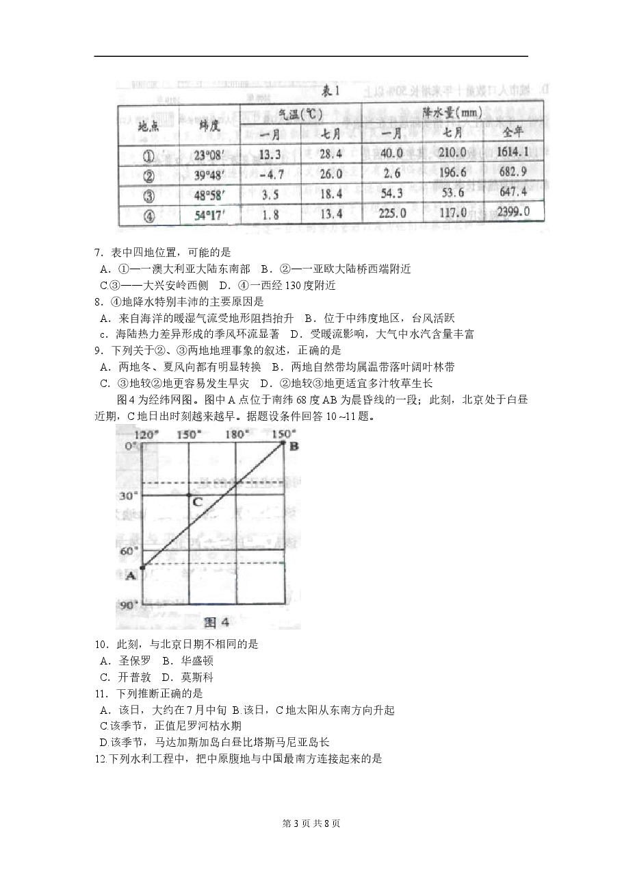 2011年全国高考四川文综地理试题及答案.doc,第3页预览