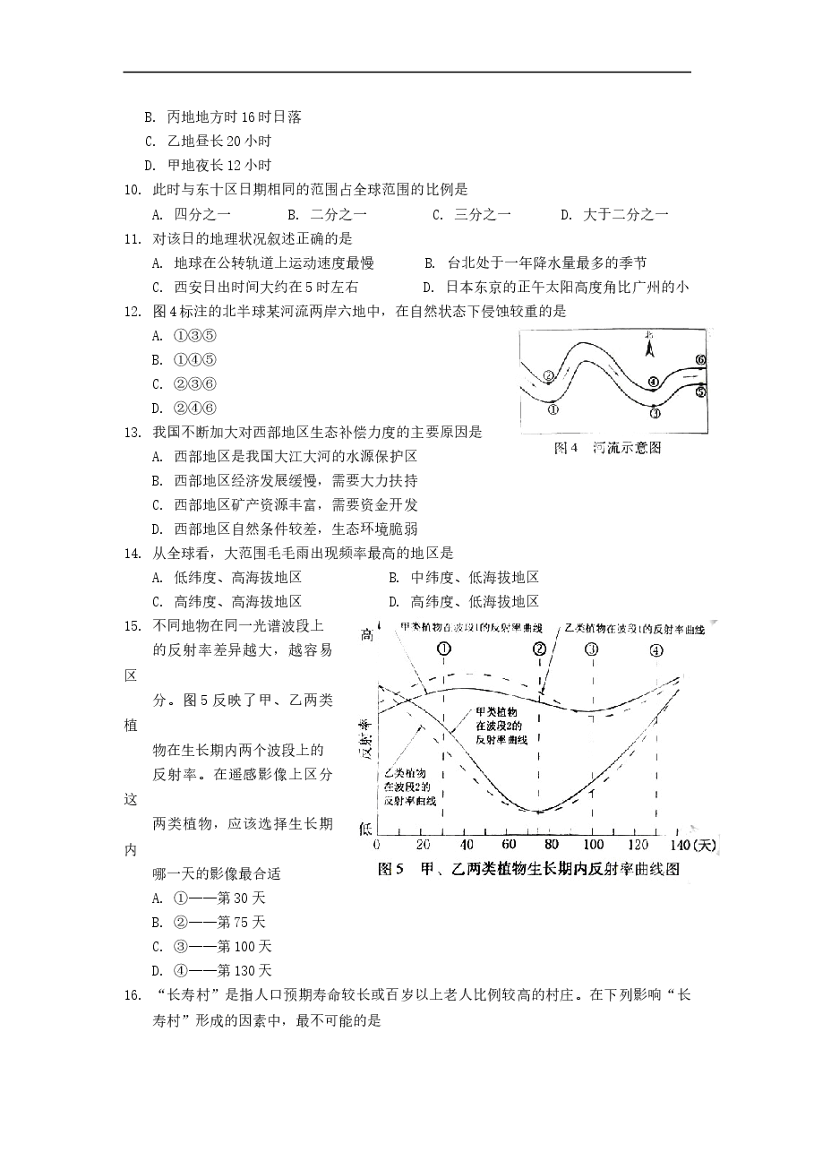 2008广东高考文综(地理)-高清word-附答案.doc,第3页预览