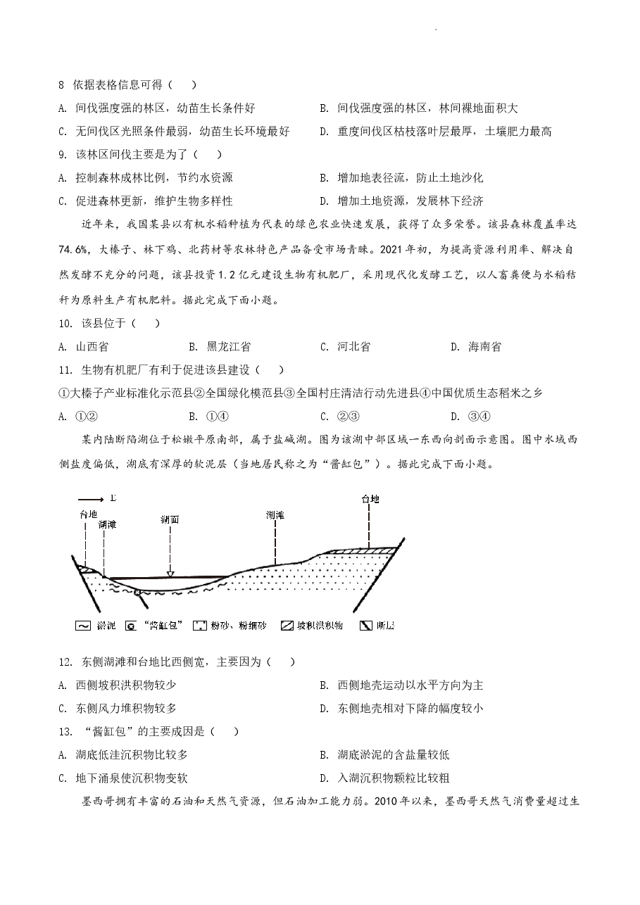 精品解析：2021年新高考辽宁地理高考真题（原卷版）.docx，第3页预览
