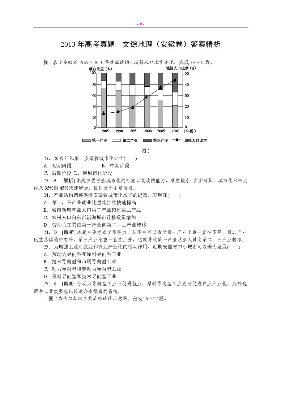 2013年高考安徽卷(文综地理部分)(含答案).doc,第1页预览