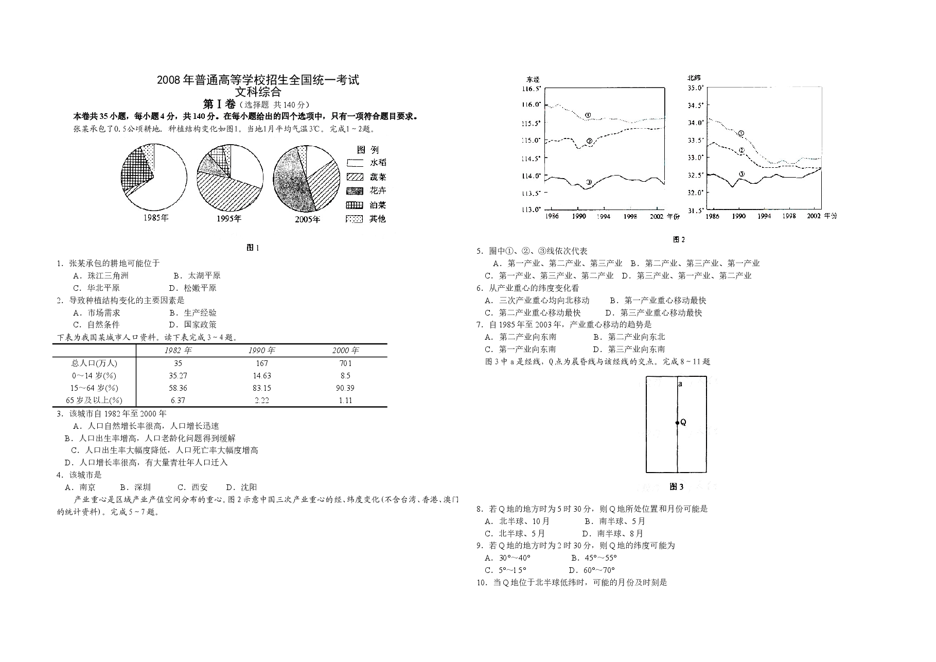 2008年浙江省高考地理（原卷版）.doc，第1页预览