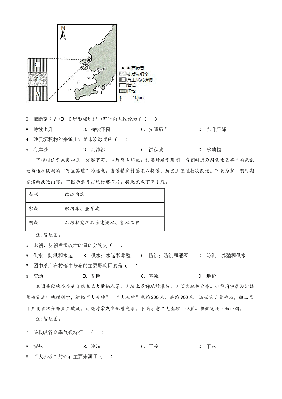 精品解析：2022年新高考辽宁卷地理真题（原卷版）.docx，第2页预览