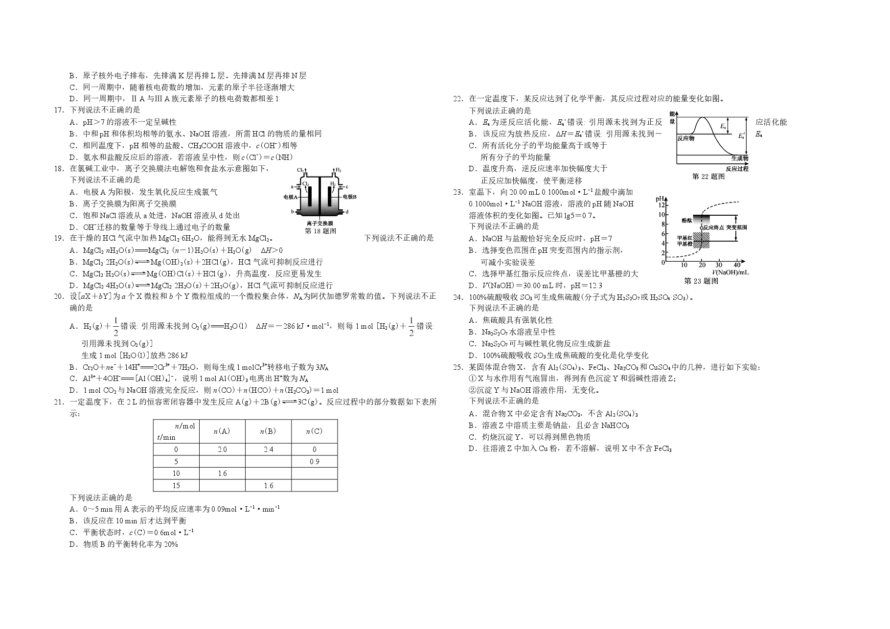 2020年浙江省高考化学【1月】（原卷版）.doc，第2页预览