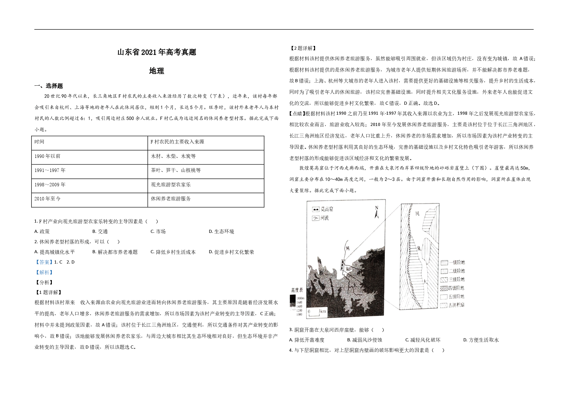2021年高考真题 地理(山东卷)(含解析版).doc,第1页预览