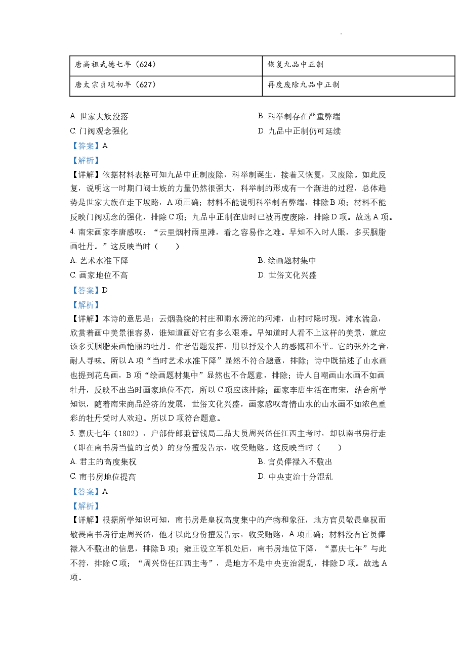 精品解析:2022年新高考湖南历史高考真题(答案仅供参考)(解析版).docx,第2页预览