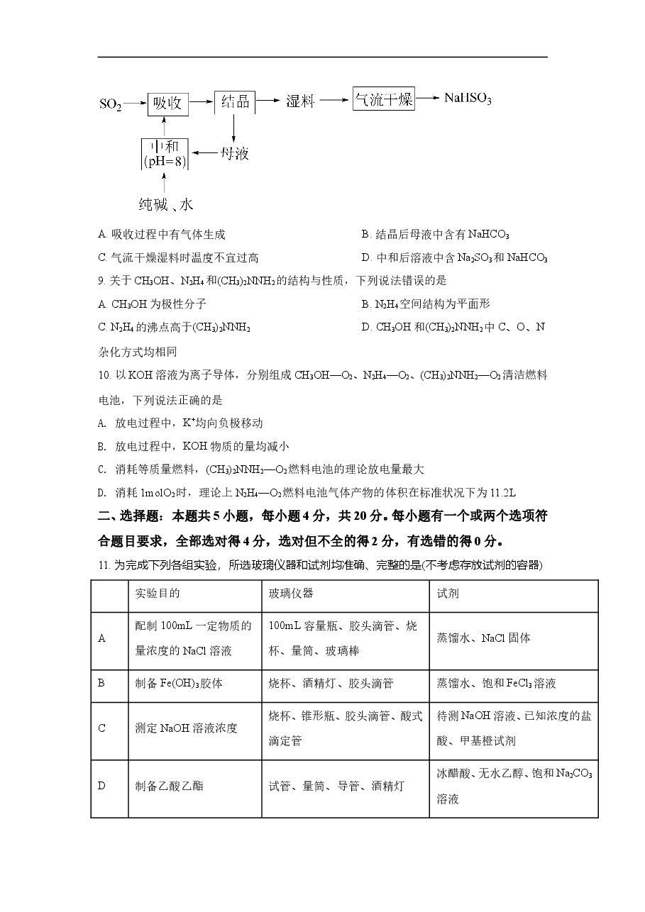 2021年高考真题【品优教学】化学(山东卷)（原卷版）.doc，第3页预览