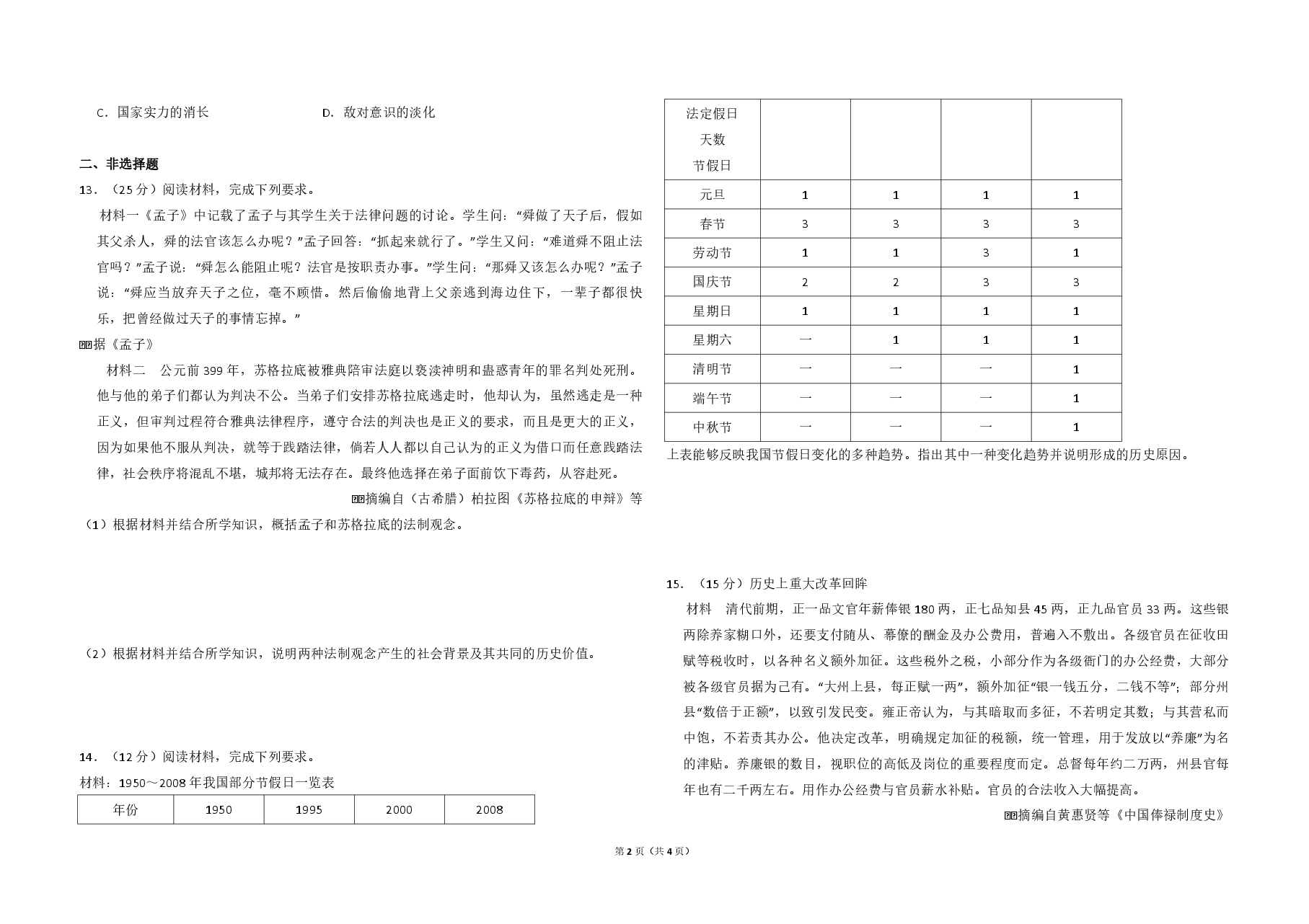2015年全国统一高考历史试卷(新课标ⅱ)(原卷版).pdf,第2页预览