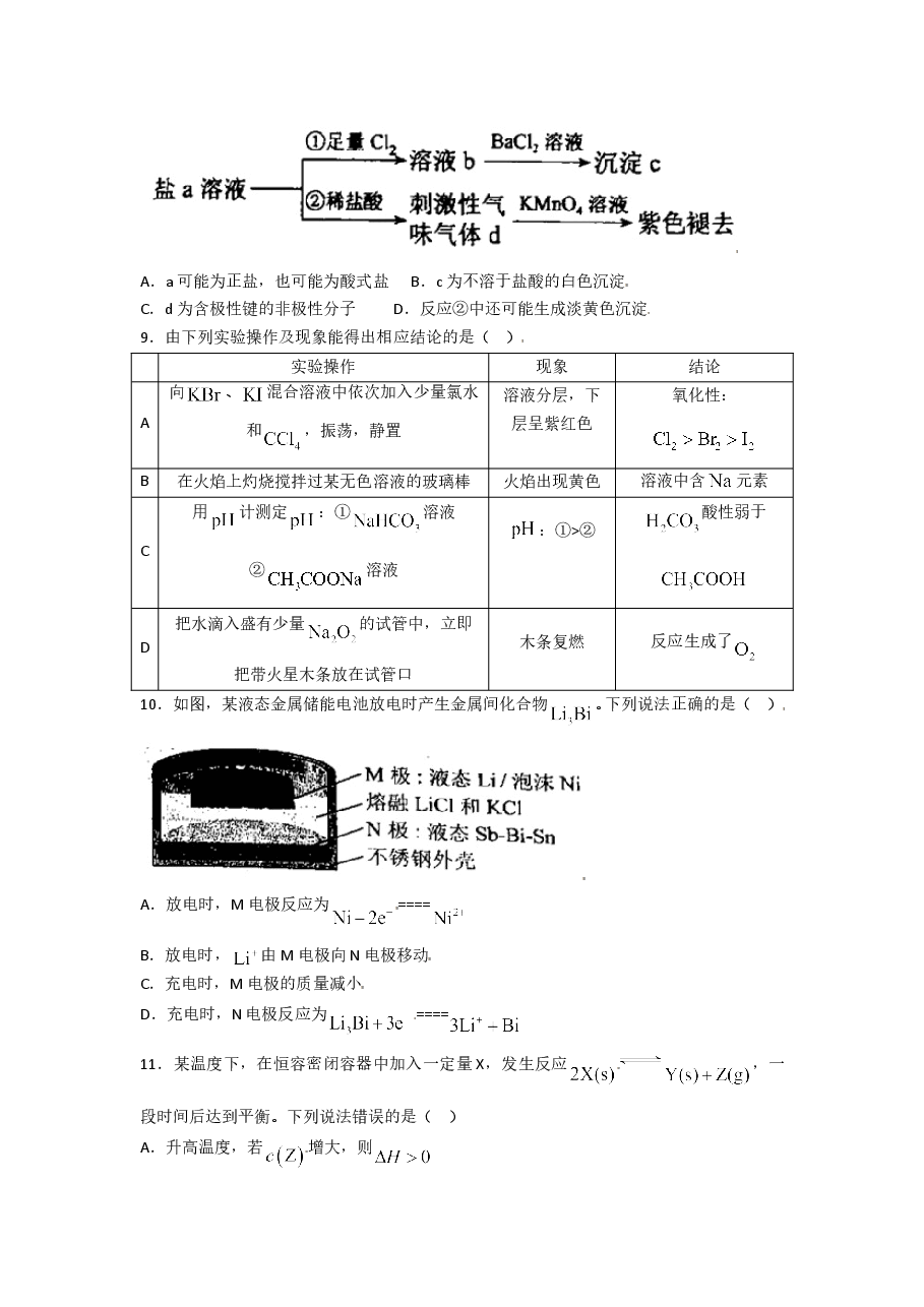 2021年高考化学试卷（辽宁卷）（原卷版）.doc，第3页预览