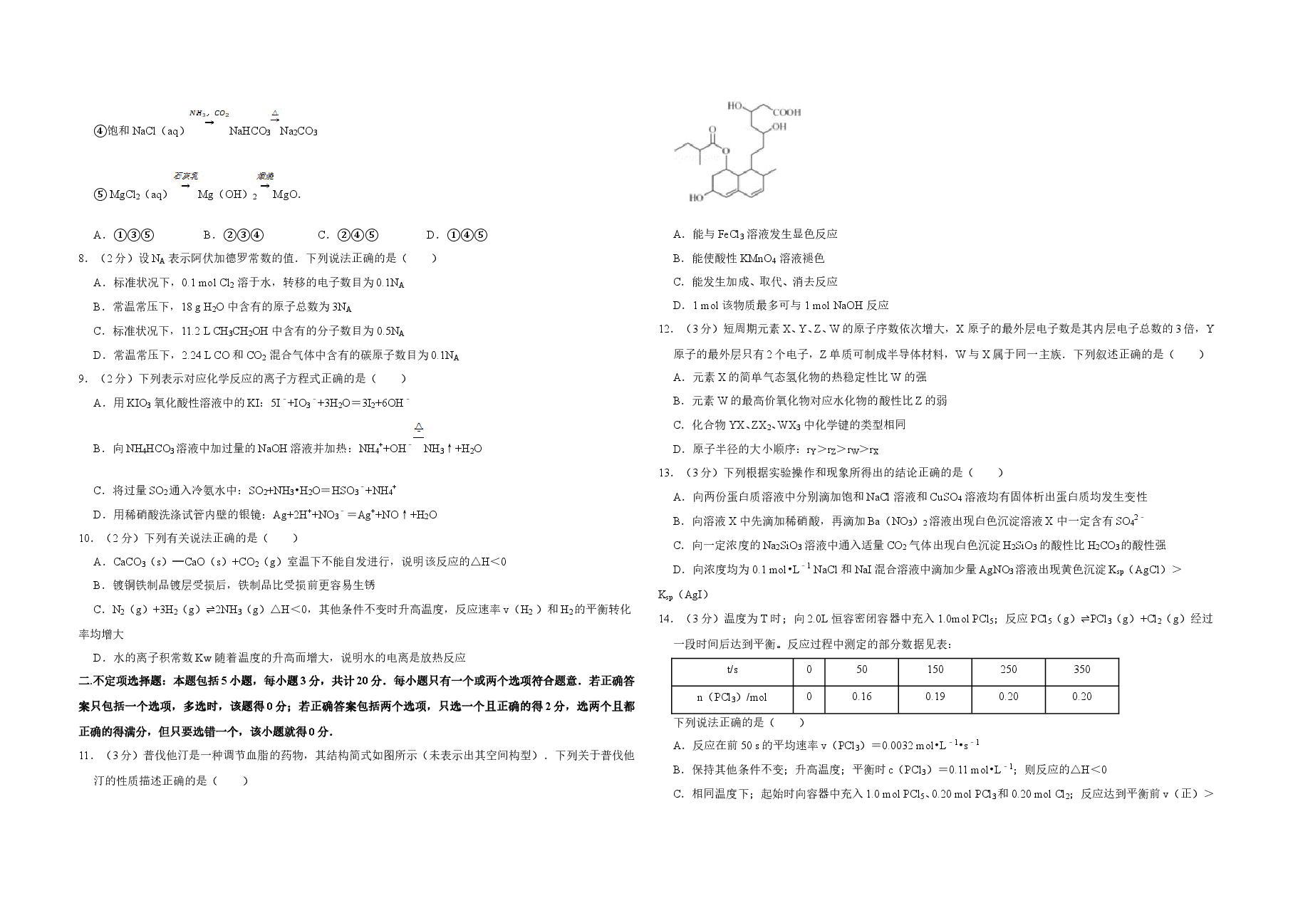 2012年江苏省高考化学试卷   .doc，第2页预览