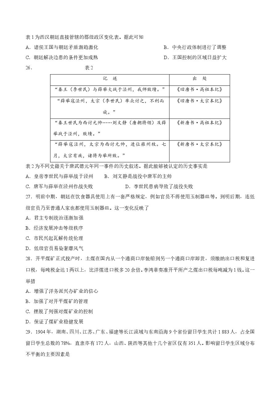 2017年高考文综全国一卷历史真题含答案.doc,第2页预览