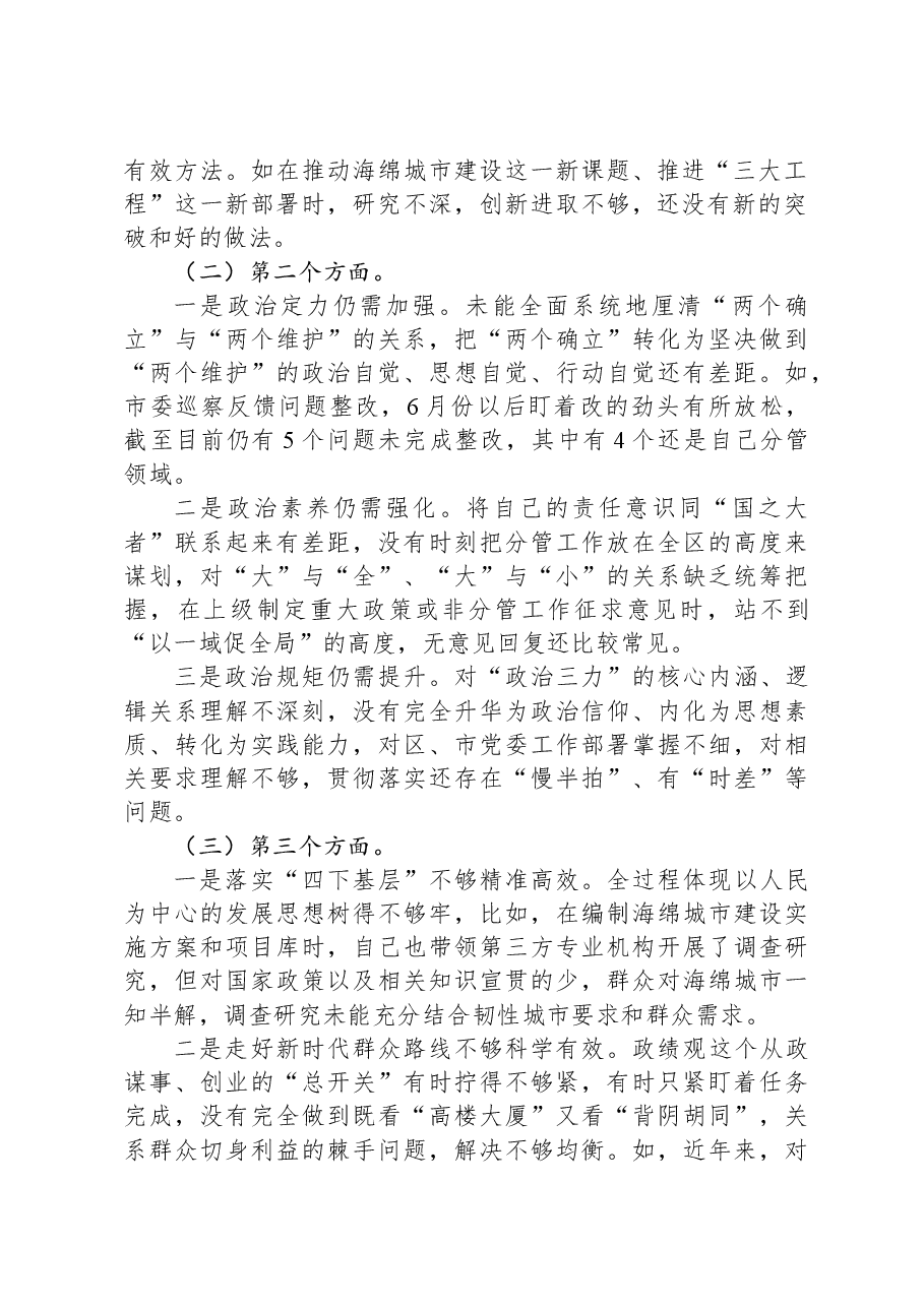 市局副职2023年主题教育专题民主生活会对照检查发言提纲.docx,第2页预览