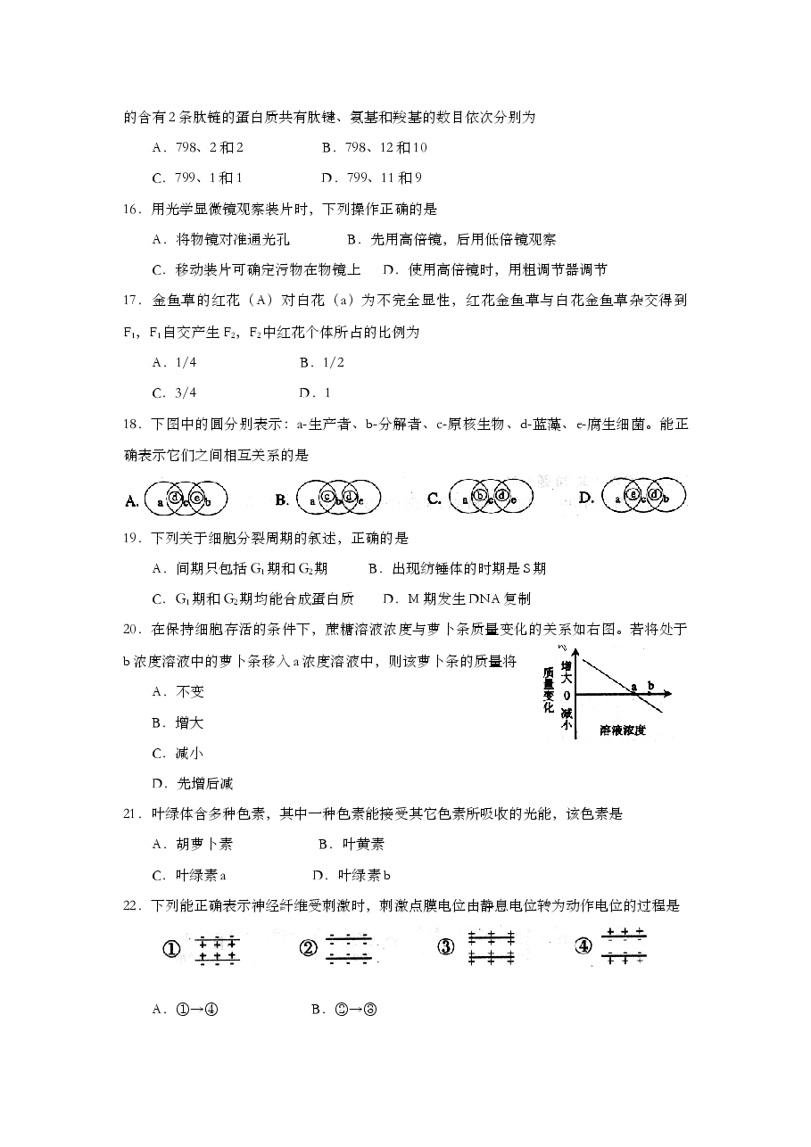 2008年上海市高中毕业统一学业考试生物试卷(word解析版).doc,第3页预览