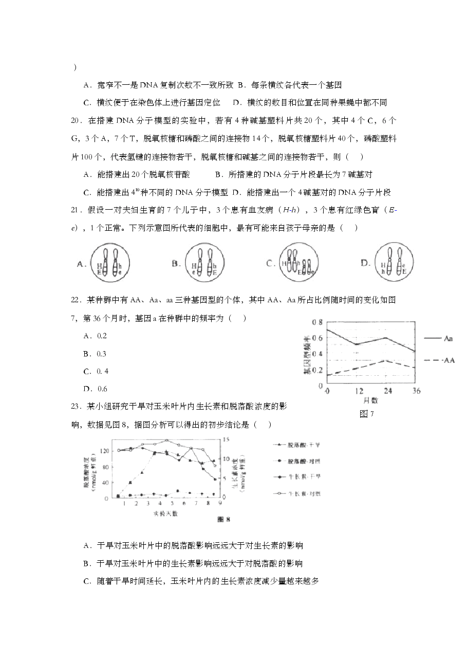2013年上海市高中毕业统一学业考试生物试卷(原卷版).doc,第4页预览
