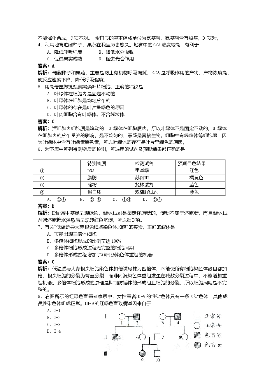2009广东高考理综生物试卷及答案.doc,第2页预览