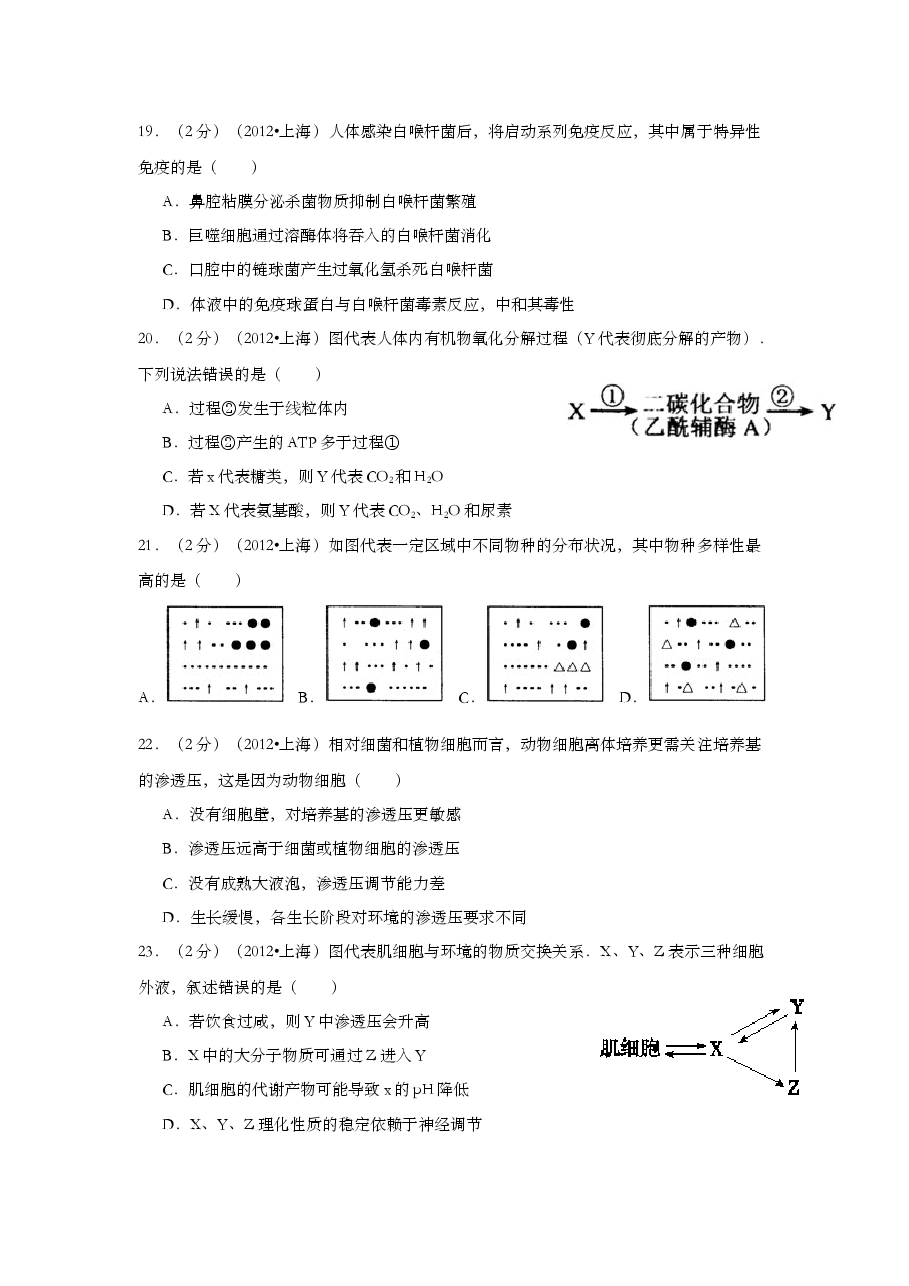2012年上海市高中毕业统一学业考试生物试卷（原卷版）.doc，第4页预览