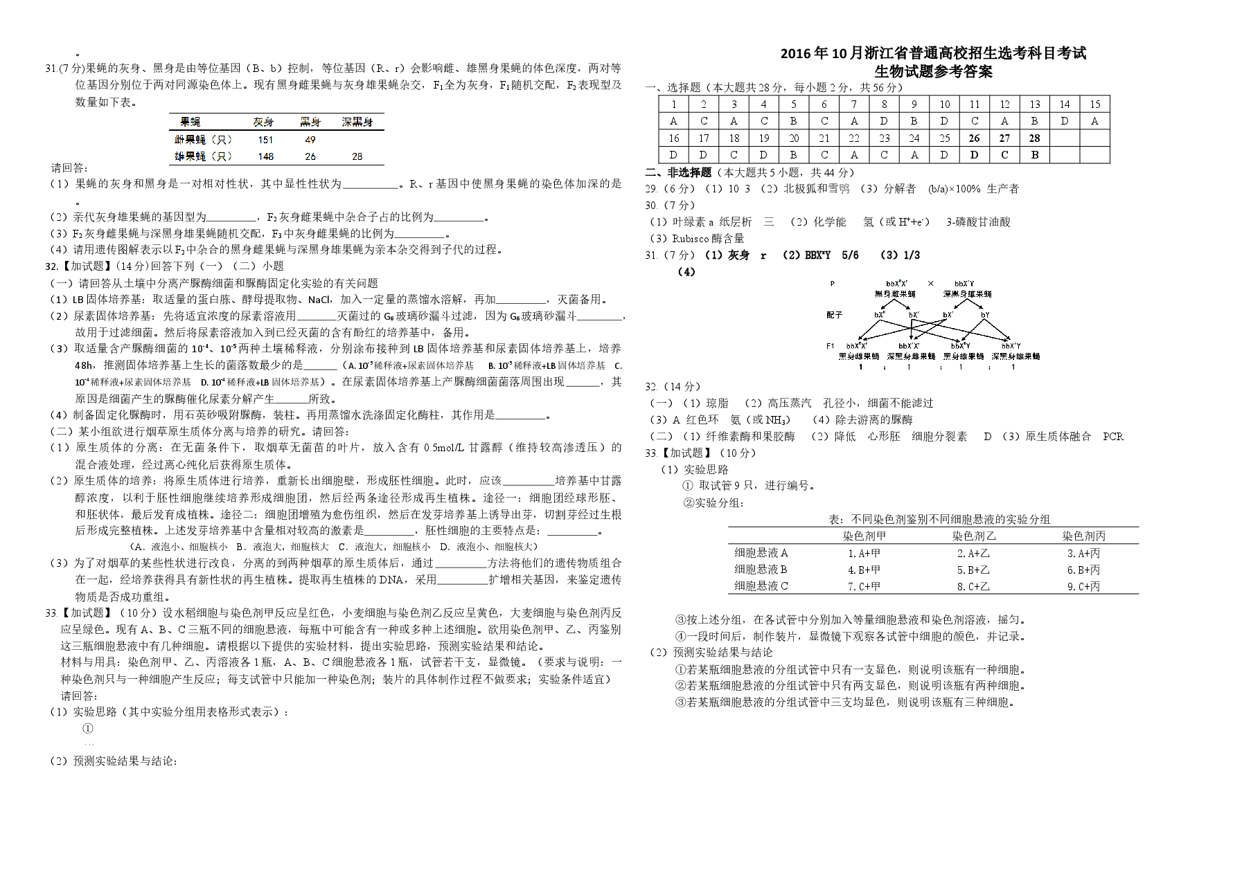 2016年浙江省高考生物【10月】（含解析版）.docx，第3页预览