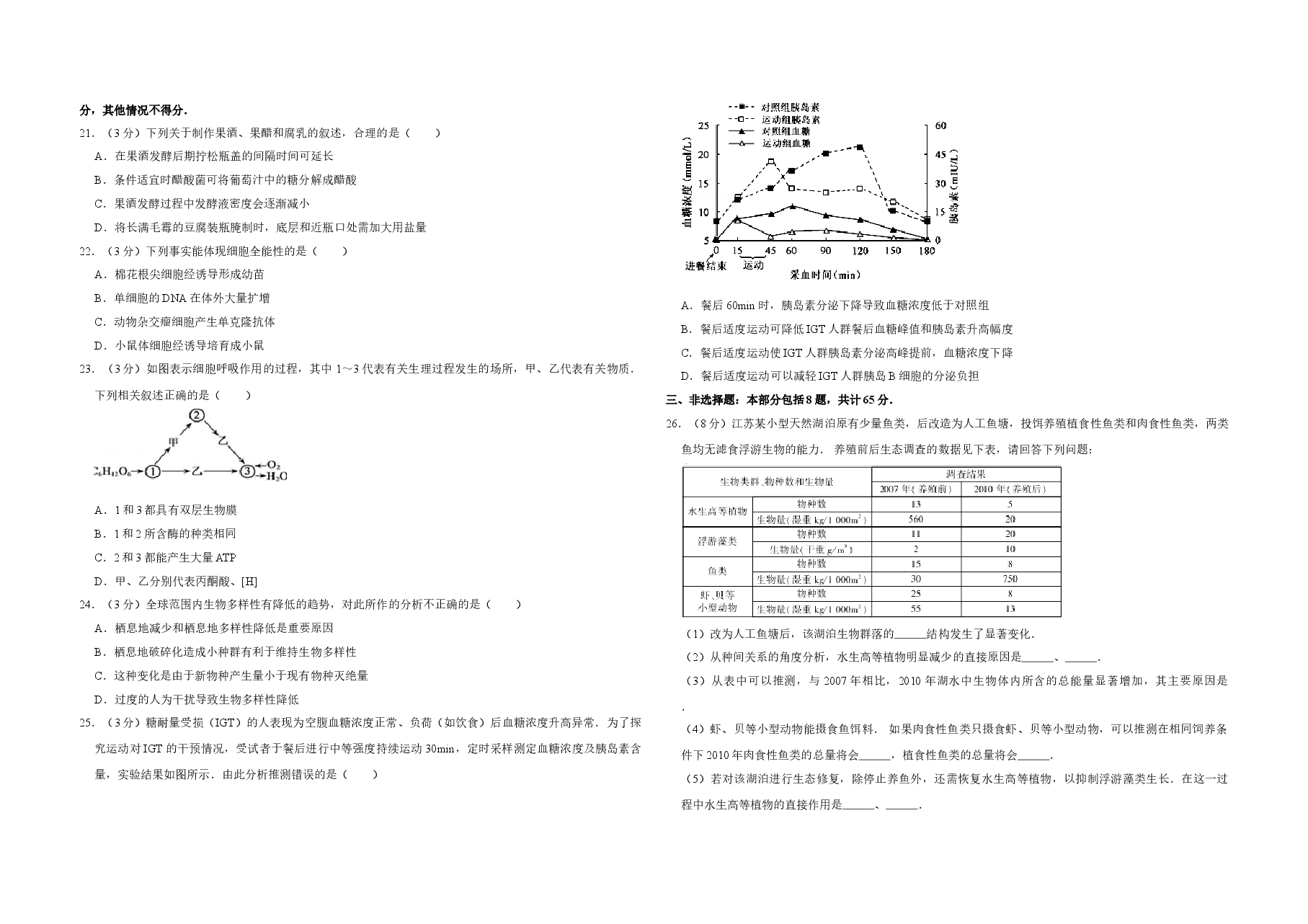 2012年江苏省高考生物试卷   .doc，第3页预览
